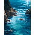 thumbnail image 1 of Ocean Waves Rocky Coastline Impasto Canvas Print Wall Art for Living Room Office Coastal Decor, 1 of 8