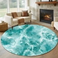 thumbnail image 1 of Ocean Waves Round Area Rug 6Ft Washable Circle Rugs for Bathroom Office, Abstract Turquoise Summer Beach Water Non-Slip Carpet Floor Mats Indoor Outdoor Carpet Runner Aesthetic Home Decor, 1 of 8