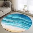 thumbnail image 1 of Ocean Waves Round Living Room Rugs 3.3 ft, Abstract Gradient Orange Teal Waves Beach Washable Area Rug with Non-Slip Sturdy Edge Binding Round Front Door Mat Floor Carpet for Entryway, 1 of 9
