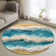 thumbnail image 1 of Ocean Waves Round Living Room Rugs 3.3 ft, Summer Beach Sand Nautical Scenery Washable Area Rug with Non-Slip Sturdy Edge Binding Round Front Door Mat Floor Carpet for Entryway, 1 of 9