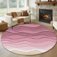 thumbnail image 1 of Ocean Waves Round Living Room Rugs 5 ft, Abstract Spray Beach Washable Area Rug with Non-Slip Sturdy Edge Binding Round Carpet for Entryway Kitchen Bedroom Bathroom, 1 of 9