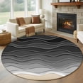 thumbnail image 1 of Ocean Waves Round Living Room Rugs 8 ft, Abstract Spray Beach Washable Large Area Rug with Non-Slip Sturdy Edge Binding Round Carpet for Dining Room Kitchen Office, 1 of 9