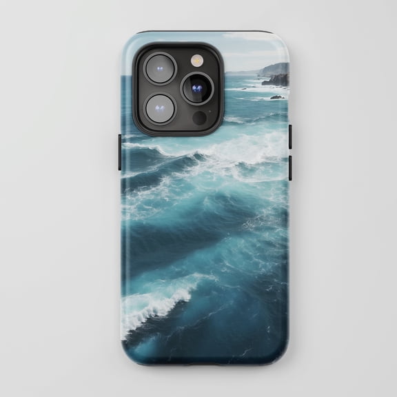 Ocean Waves Seascape For All iPhone Series Protective Phone Case Nature Landscape Blue Aqua