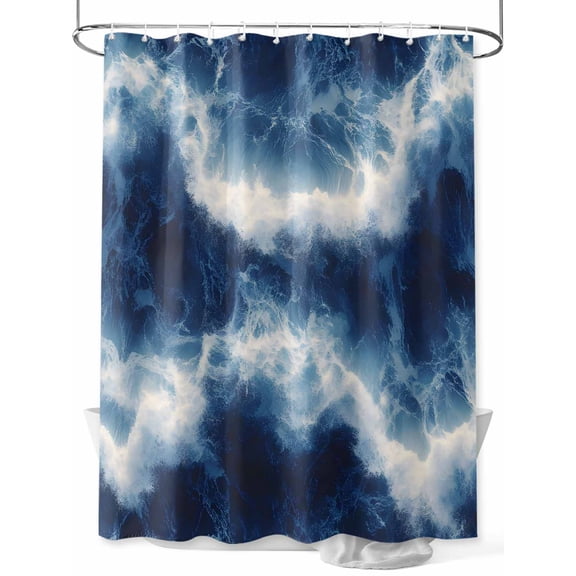 Ocean Waves Shower Curtain Set ,Waterproof Fabric Shower Curtains Dark Blue Shower Curtains for Bathroom,Bathroom Decor 54x"78"