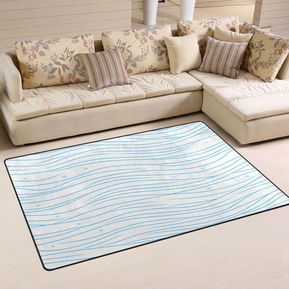 Ocean Waves Soft Polyester Area Rug 31''x20'', Non Slip, Memory Foam, Water Absorbent
