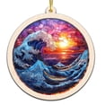 thumbnail image 1 of Ocean Waves Stained Glass Suncatcher Ornament – Holiday Ornament with Text for Loved Ones, Family & Friends, Christmas 2025 Decoration, 1 of 6