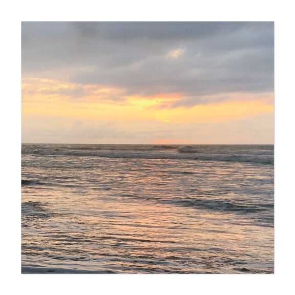 Ocean Waves Under a Stormy Sky - Recife State of Pernambuco Brazil Photography Sunset Ocean Seascape Waves Beach Coast Scenic Unframed Wall Art Print 16 x 16 inches