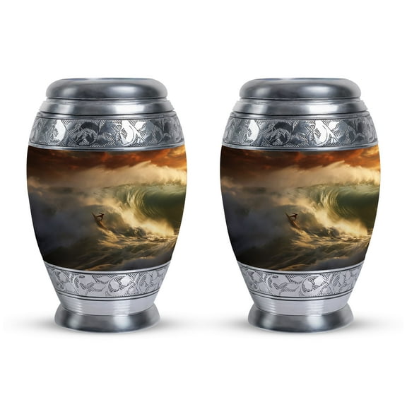 Ocean Waves Surfing Urn For Ashes Adult Male, Little Urns For Human Ashes - Small Cremation Urns For Ashes - Ash Urns, Funeral Urns For Human Ashes Adult Male - Human Ashes Urns (3inch, 2pcs)
