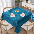 thumbnail image 1 of Ocean Waves Teal Turquoise Blue Waterproof Picnic Party Square Table Cloth Cover Decorations Fabric 60 X 60 Inches Square Tablecloth for 30-46 Inch Home Dining Room Kitchen Decor, 1 of 6