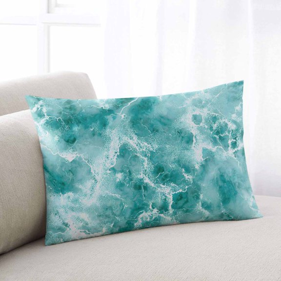 Ocean Waves Throw Pillow Covers, Abstract Turquoise Summer Beach Water Soft Breathable Pillow Cases with Invisible Zipper for Sleeping, Toddler Pillowcases for Couch Bed Sofa Chair 12x20 Inches