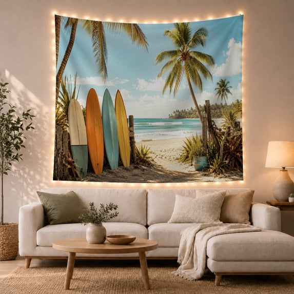 Ocean Waves Tropical with Beach Bright Filled Soft, Mystical Fantasy for Space Lovers, Galaxy Room Decor, Mother'S Day Gift, Tapestry Wall Hanging for Bedroom and Dorm