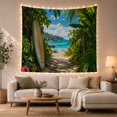 thumbnail image 1 of Ocean Waves Tropical with Beach Foliage Framed Left, Mystical Fantasy for Space Lovers, Galaxy Room Decor, Mother'S Day Gift, Tapestry Wall Hanging for Bedroom and Dorm, 1 of 7