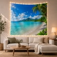 thumbnail image 1 of Ocean Waves Tropical with Beach Main Pristine Sand, Mystical Fantasy for Space Lovers, Galaxy Room Decor, Housewarming Gift, Tapestry Wall Hanging for Bedroom and Dorm, 1 of 7