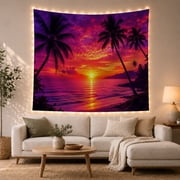 Ocean Waves Tropical with Sunset Calm Bright Horizon, Mystical Fantasy for Space Lovers, Galaxy Room Decor, ValentineS Day Gift, Tapestry Wall Hanging for Bedroom and Dorm