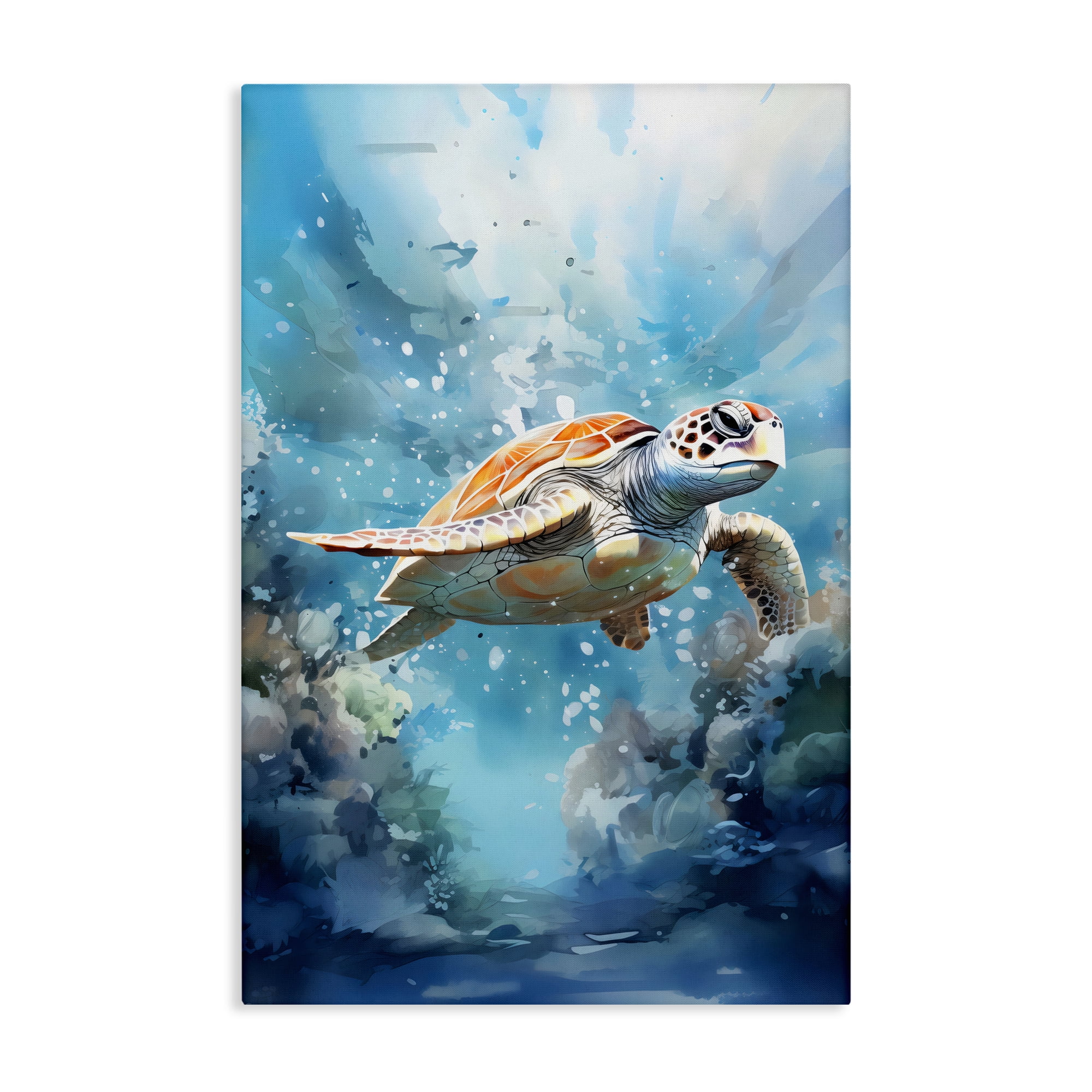 Turtle 147 Stupell Industries Ocean Waves Turtle Undersea Canvas Wall Art, design ...
