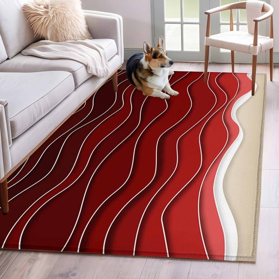 Ocean Waves Washable Area Rugs 2.7'x5', Abstract Spray Beach Low Pile Throw Living Room Rug Non-Slip Sturdy Edge Binding Carpet for Indoor Entryway Bedside Kitchen