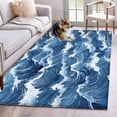 thumbnail image 1 of Ocean Waves Washable Area Rugs 2.7'x5', Nautical Blue Sea Water Nature Scenery Low Pile Throw Living Room Rug Non-Slip Sturdy Edge Binding Carpet for Indoor Entryway Bedside Kitchen, 1 of 9