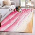 thumbnail image 1 of Ocean Waves Washable Area Rugs 3'x5', Abstract Gradient Orange Pink Waves Beach Low Pile Throw Living Room Rug Non-Slip Sturdy Edge Binding Carpet for Indoor Entryway Bedside Kitchen, 1 of 9