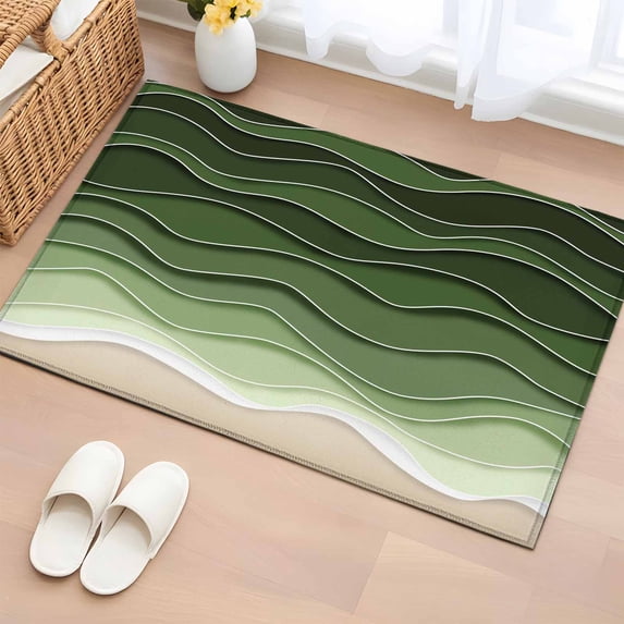 Ocean Waves Washable Small Entryway Area Rugs 2'x3', Abstract Spray Beach Low Pile Throw Rug Non-Slip Sturdy Edge Binding Carpet for Front Door Floor Room Entry