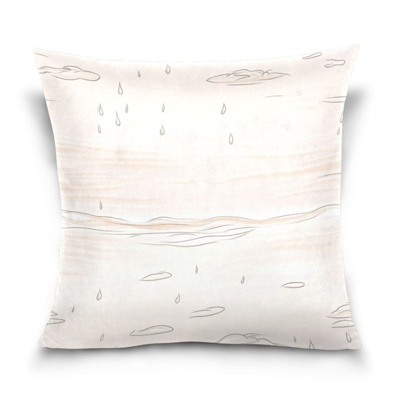 Ocean Waves and Rain 16x16 Inch Plush Velvet Pillowcase Double Sided Print, Hidden Zipper