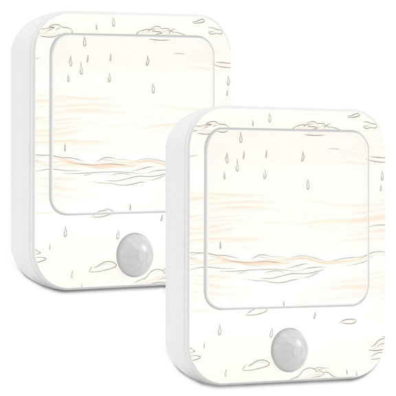 Ocean Waves and Rain 3-Mode Night Light with Adjustable Brightness - Warm White for Bedrooms and Nurseries 2.72x3.07in