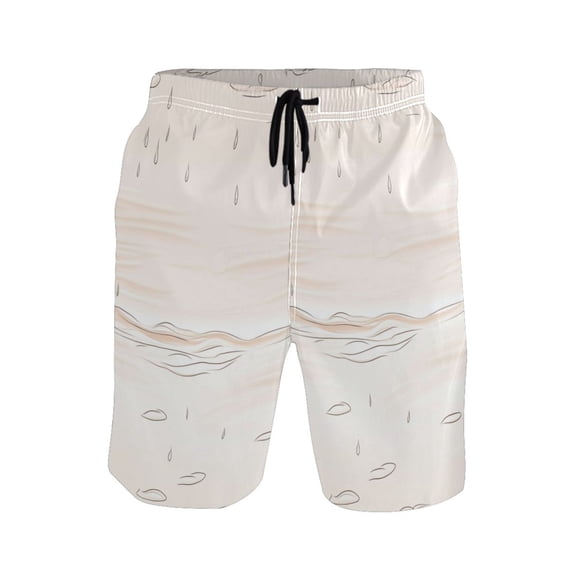 Ocean Waves and Rain Medium Size Men's Lightweight Beach Shorts with Mesh Lining, Quick Dry