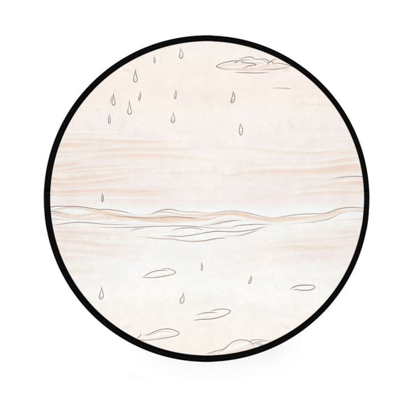 Ocean Waves and Rain Memory Foam Bath Mat 36" Absorbent Rug with Non Slip Base and 4 Bonus Pads