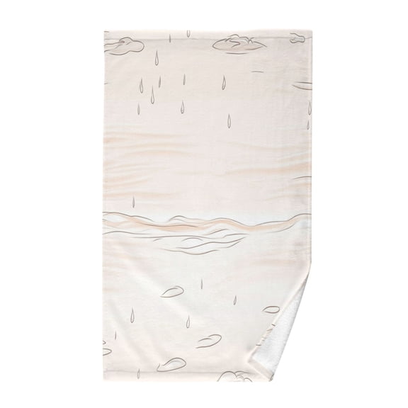 Ocean Waves and Rain Soft 100% Cotton Towel, High Absorbency, Single Pack, 16" x 28"