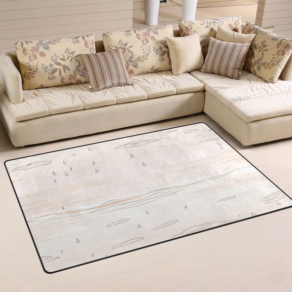 Ocean Waves and Rain Soft Polyester Area Rug 31''x20'', Non Slip, Memory Foam, Water Absorbent