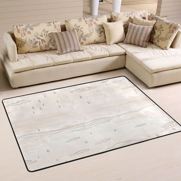 Ocean Waves and Rain Soft Polyester Area Rug 72''x48'', Non Slip, Memory Foam, Water Absorbent