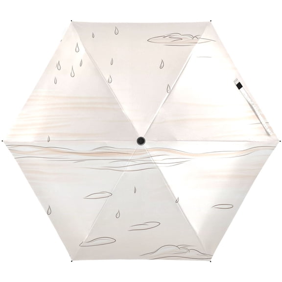 Ocean Waves and Rain Umbrellas for Sun Auto Open Close UV50+ Waterproof 5-Fold Compact Fiberglass Frame