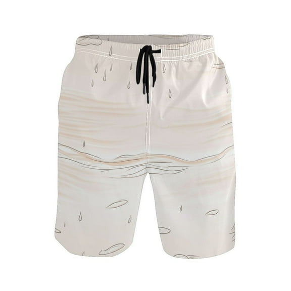Ocean Waves and Rain XX-large Size Men's Quick Dry Beach Shorts with Mesh Lining, Lightweight