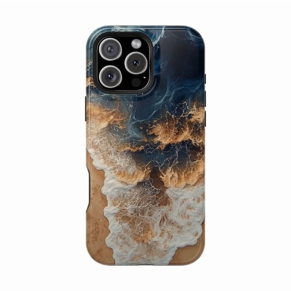 Ocean Waves iPhone Case Golden Sand Abstract Seascape for iPhone 17 16 15 14 13 12 11 Pro Max