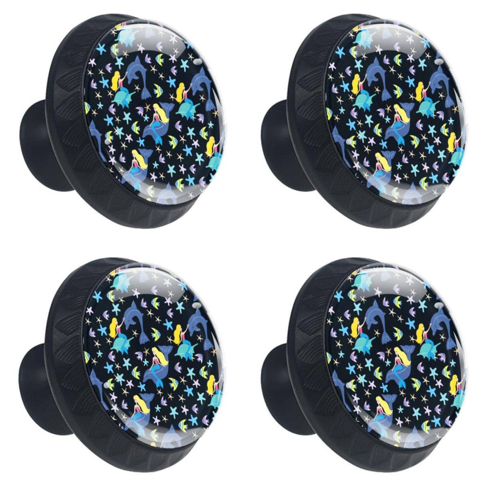 Ocean Whale Black Mermaid Set of 4 DIY Handle Wardrobe Kitchen