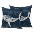 thumbnail image 1 of Ocean Whale Blue Outdoor Waterproof Pillow Covers, Summer Vintage Sea Wooden Grain Decorative Square Throw Pillowcase Sofa Cushion Sham for Patio/Couch/Chair, 18"x18" 2 Pack, 1 of 8