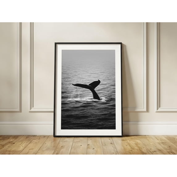 Ocean Whale Tail And Minimalist Sea Photography Coastal Bedroom Poster ...