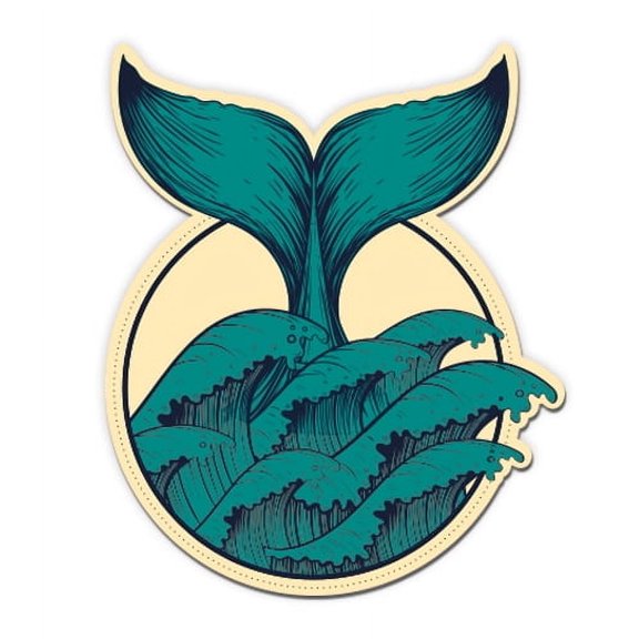 Ocean Whale Waves - 12" Vinyl Sticker Waterproof Decal