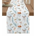 thumbnail image 1 of Ocean White Jellyfish Burlap Cotton Table Runner 13x108 Inches Long, Summer Coastal Coral Conch Retro Farmhouse Table Runners, Outdoor Dining Tablecloths Decor for Baby Shower/Party/Wedding, 1 of 6