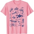 thumbnail image 1 of Ocean Wildlife Vintage Shark Turtle Octopus Graphic Tees Softstyle Unisex T-Shirt,Light Pink Color,Size M, 1 of 5