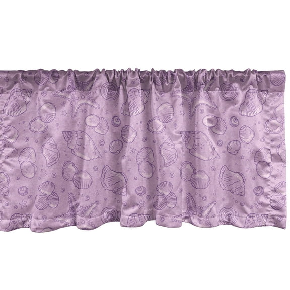 Ambesonne Ocean Valance Pack of 2, Marine Shells in Violet Tones, 54"X12", Violet and Mauve