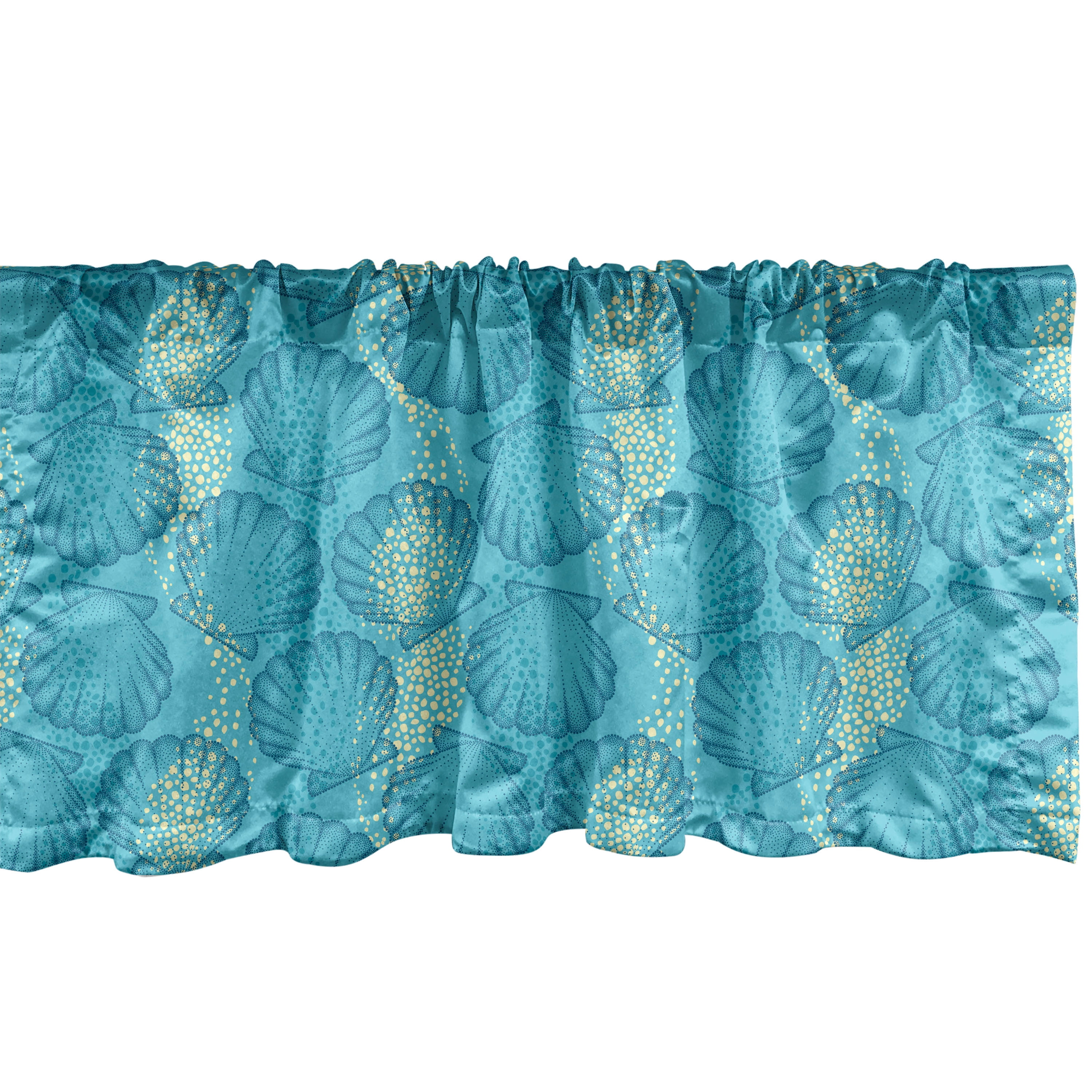 Ocean Window Valance Pack of 2, Marine Aquatic Theme Scallop Sea Shells