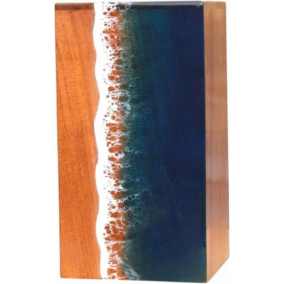 Ocean Wooden Resin Urn | Sea Shore Urn | Unique Urn | Modern Urn | Urns For Human Ashes | adult male urn