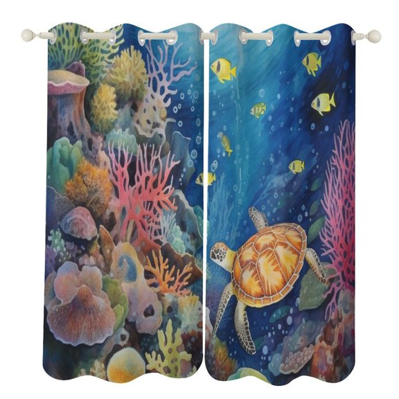 Ocean World Turtle Modern Window for Living Room Curtains for Child Bedroom Kitchen Decor Blinds Drapes