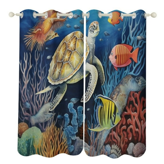 Ocean World Turtle Modern Window for Living Room Curtains for Child Bedroom Kitchen Decor Blinds Drapes