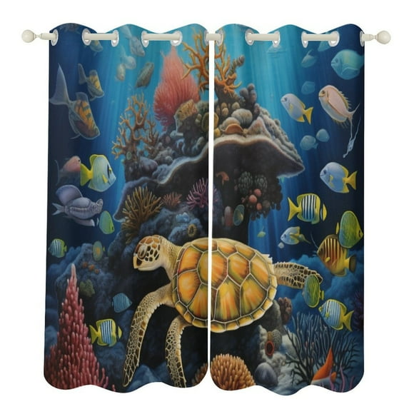 Ocean World Turtle Modern Window for Living Room Curtains for Child Bedroom Kitchen Decor Blinds Drapes