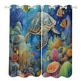 thumbnail image 1 of Ocean World Turtle Window Curtain Panels Grommet Blackout Curtains Blackout Curtains for Living Room, 1 of 7