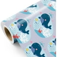thumbnail image 1 of Ocean Wrapping Paper Roll - Mini Roll - 17 Inch x 9.8 Feet - Adorable Whale Dolphin Design for Boys Girls Kids Birthday, Baby Shower, 1 of 14