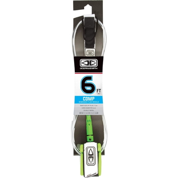 Ocean and Earth Moulded Comp Leash 6' White