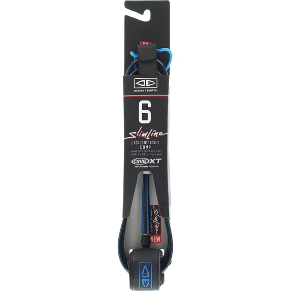 Ocean and Earth Slimline Lightweight Comp One-XT Leash 6' Blue