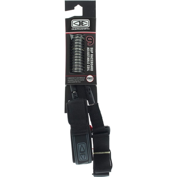 Ocean and Earth Sup Raceboard Knee Coil Moulded Leash 9' Black